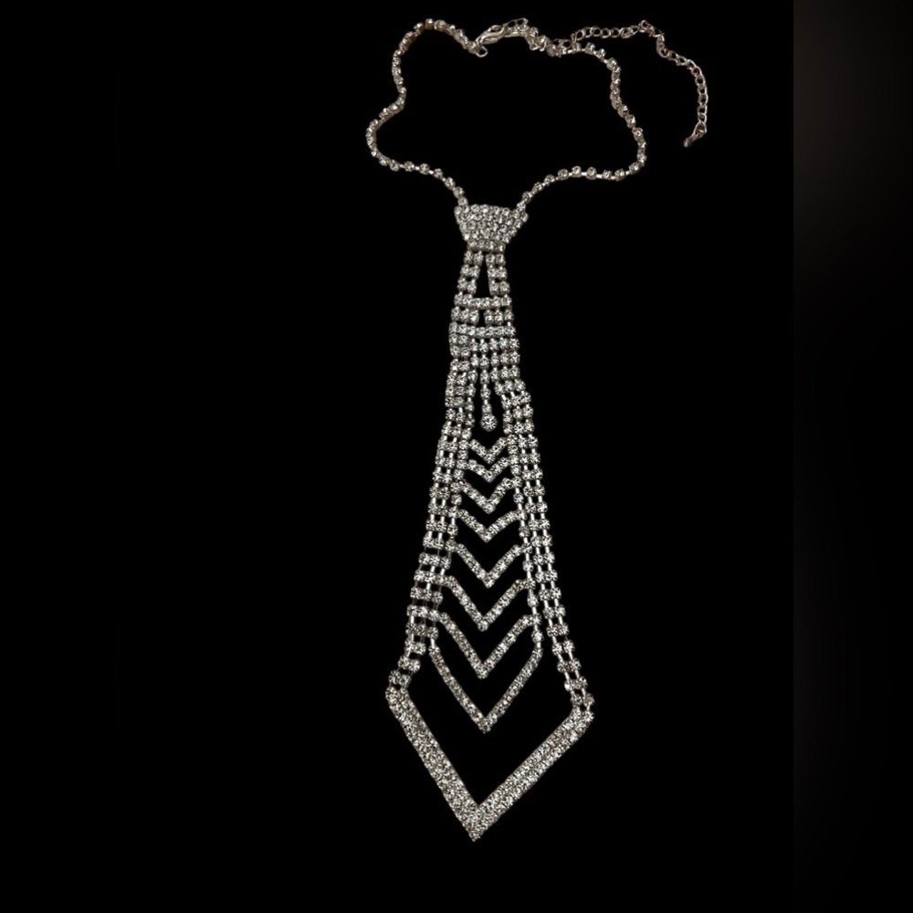 Elegant Silver Tie Necklace
